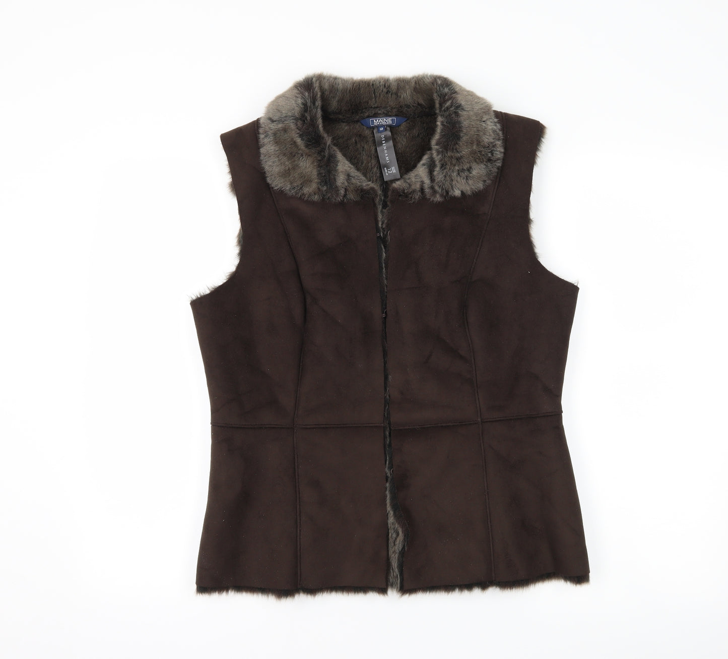 Maine Womens Brown   Gilet Coat Size 12