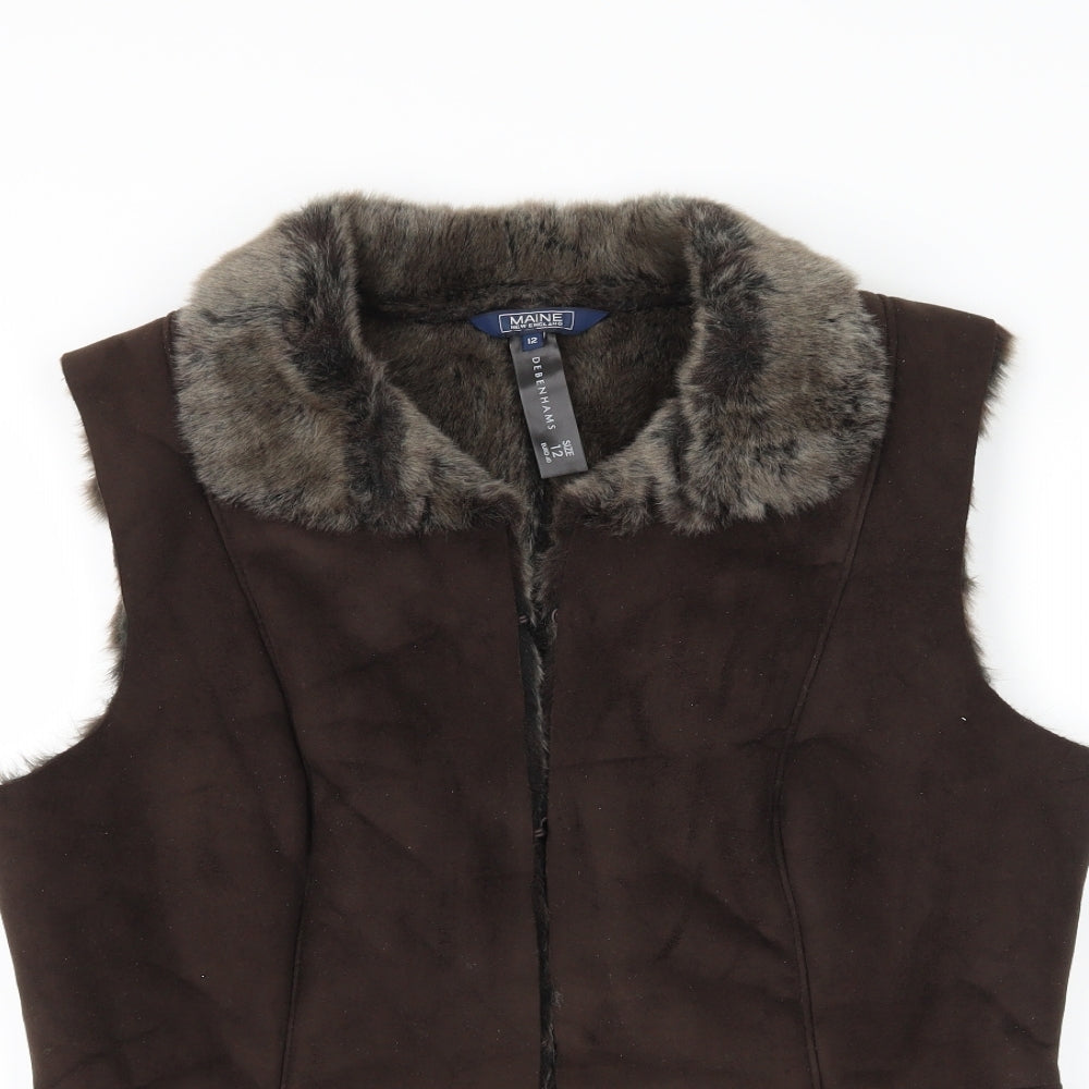 Maine Womens Brown   Gilet Coat Size 12