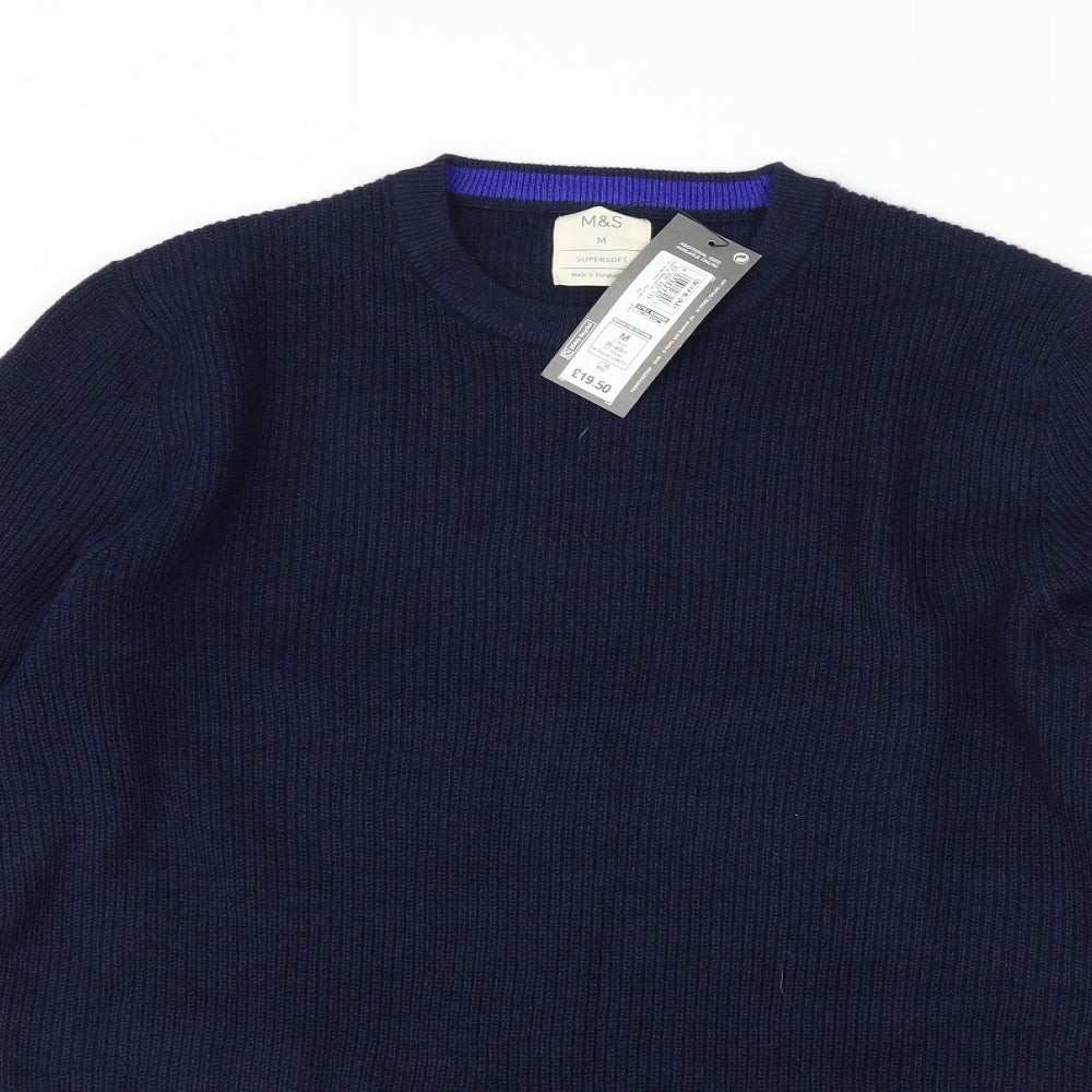 Marks and Spencer Mens Blue Striped  Pullover Jumper Size M