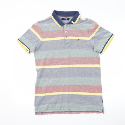JACK & JONES Mens Blue Striped   Polo Size L