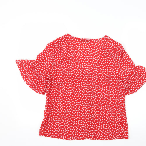 SheIn Womens Red Floral  Basic Blouse Size XS