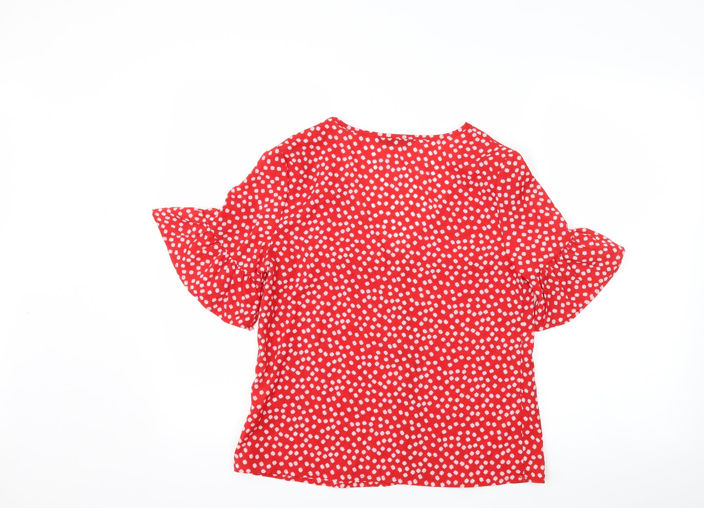 SheIn Womens Red Floral  Basic Blouse Size XS