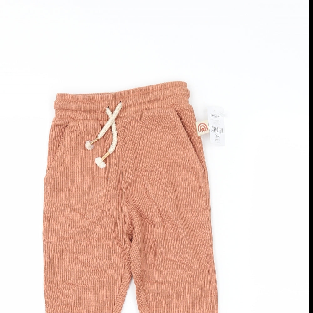 Nutmeg Girls Brown   Jogger Trousers Size 3-4 Years