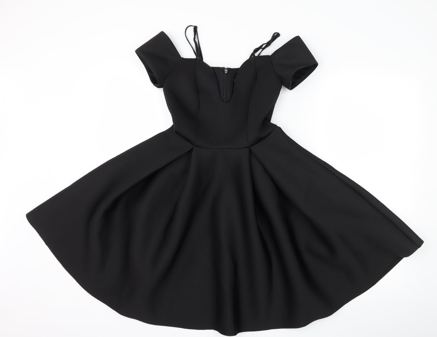 ASOS Womens Black   Skater Dress  Size 4  - Cut Out Shoulder