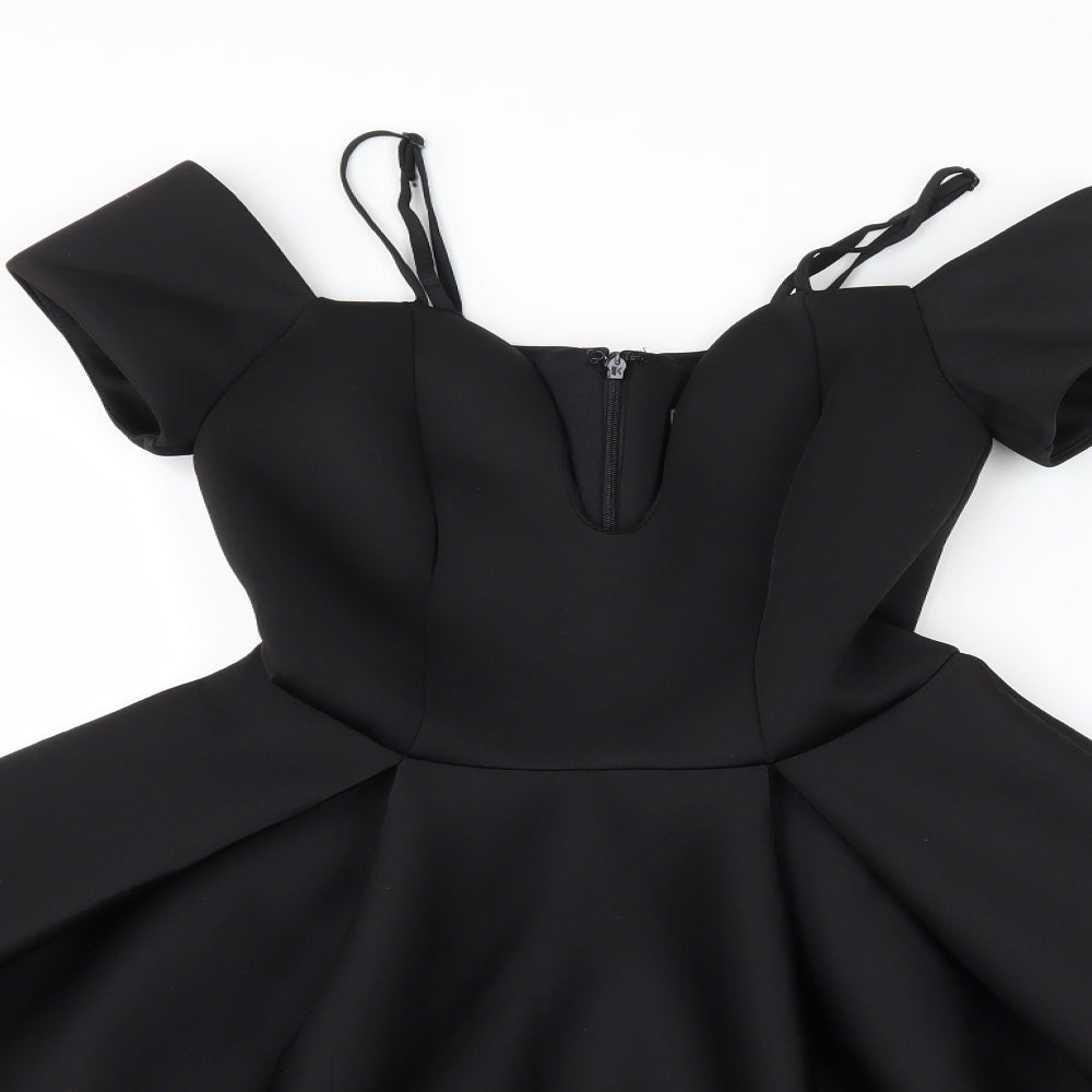 ASOS Womens Black   Skater Dress  Size 4  - Cut Out Shoulder
