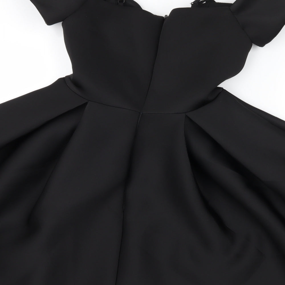 ASOS Womens Black   Skater Dress  Size 4  - Cut Out Shoulder