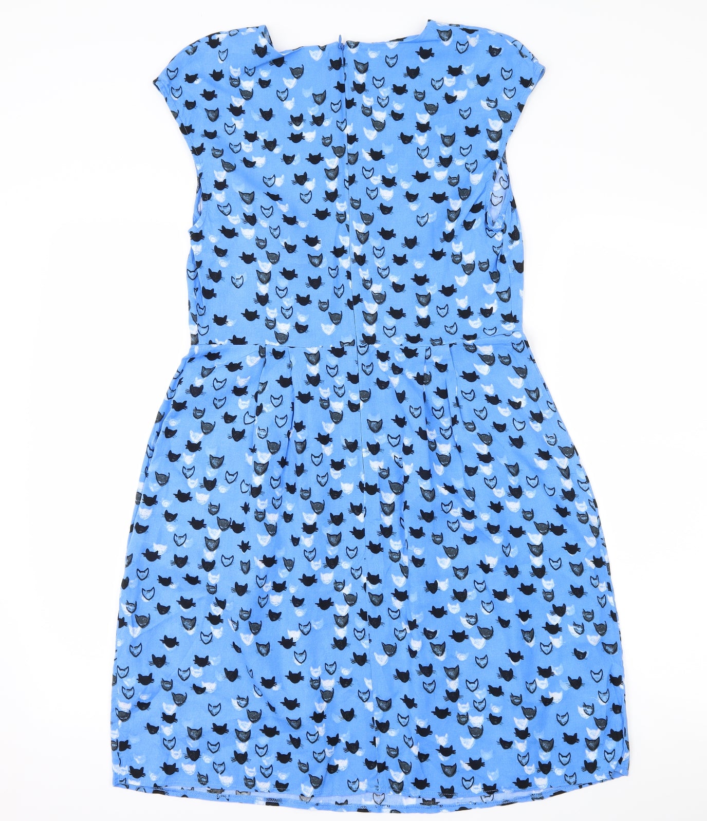 poem by oliver bonas Womens Blue   Shift  Size 10  - Cat Print