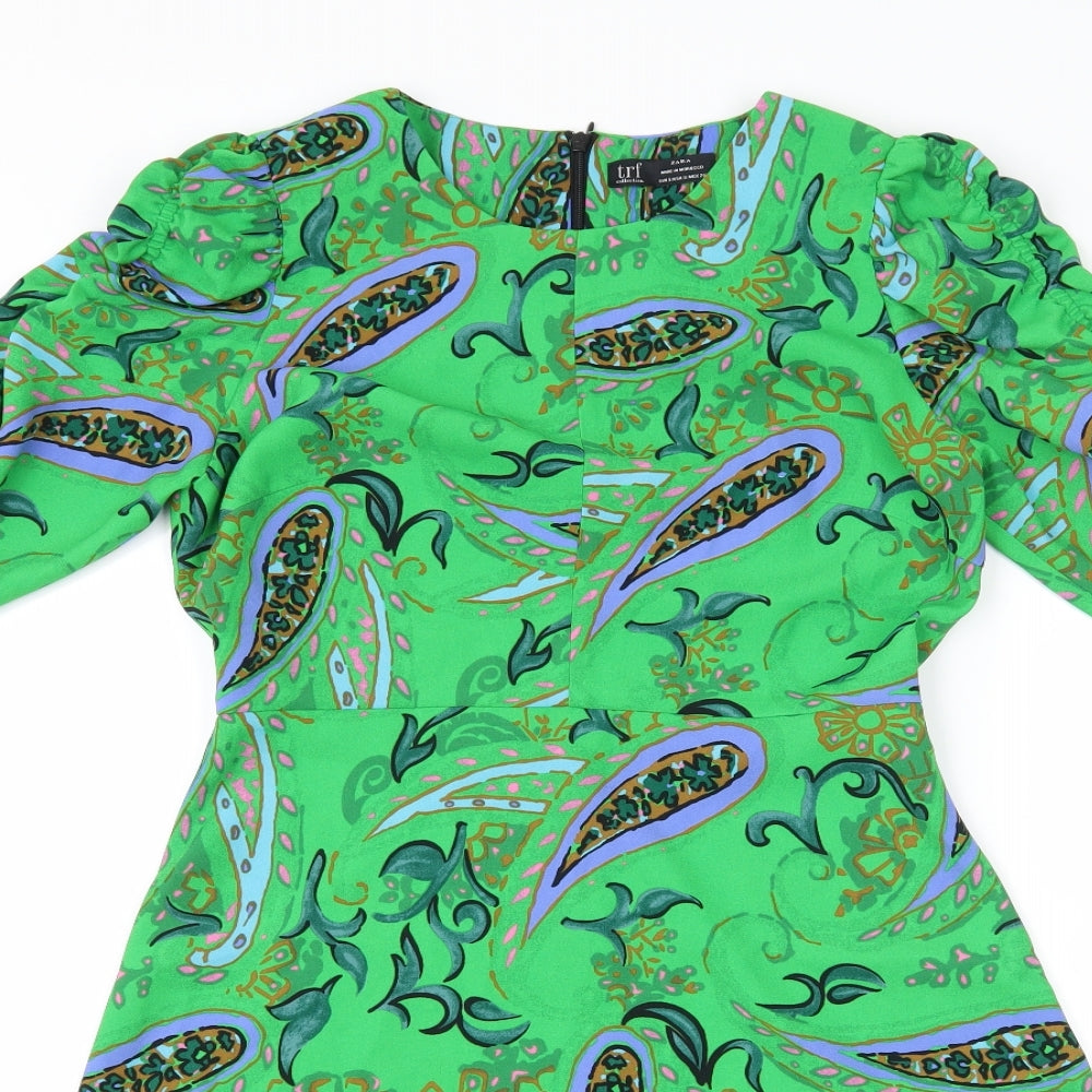 Zara Womens Green Paisley  Shift  Size S