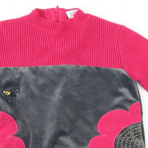 Nula Bug Girls Grey Floral  Jumper Dress  Size 3-4 Years