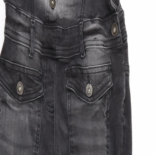 NEXT Girls Grey  Denim Dungaree One-Piece Size 12 Years