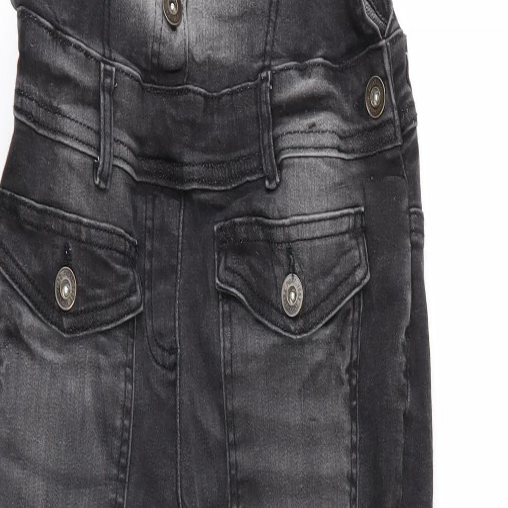 NEXT Girls Grey  Denim Dungaree One-Piece Size 12 Years