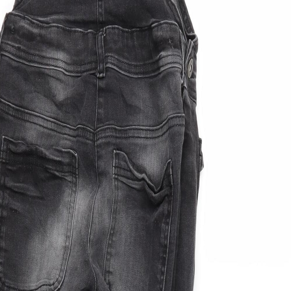 NEXT Girls Grey  Denim Dungaree One-Piece Size 12 Years