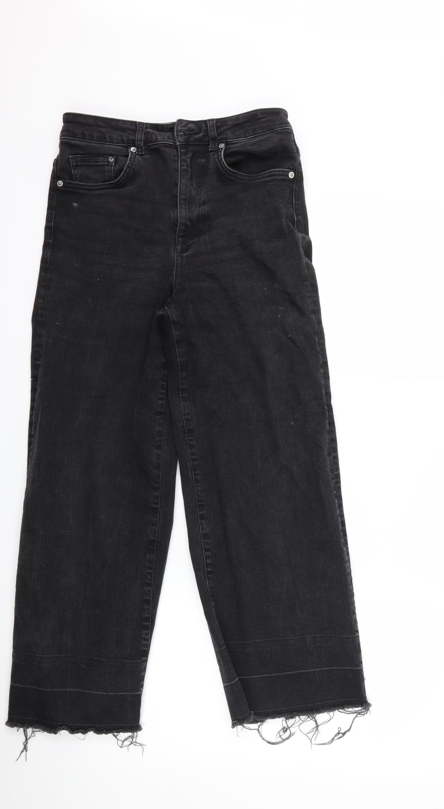 H&M Womens Black  Denim Cropped Jeans Size 28 L25 in