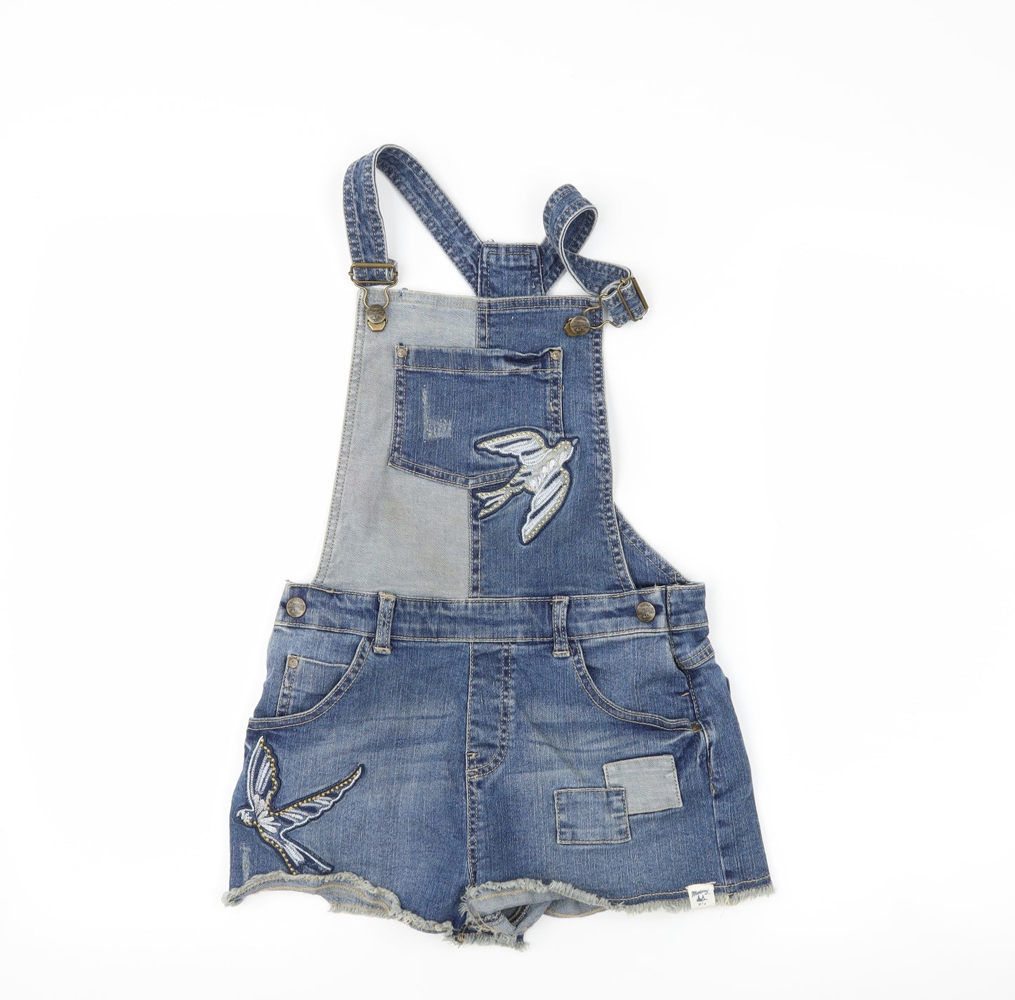 mantaray Girls Blue  Denim Dungaree Shorts Shorts Size 11 Years