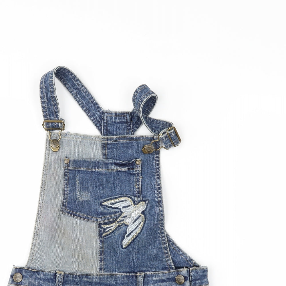 mantaray Girls Blue  Denim Dungaree Shorts Shorts Size 11 Years