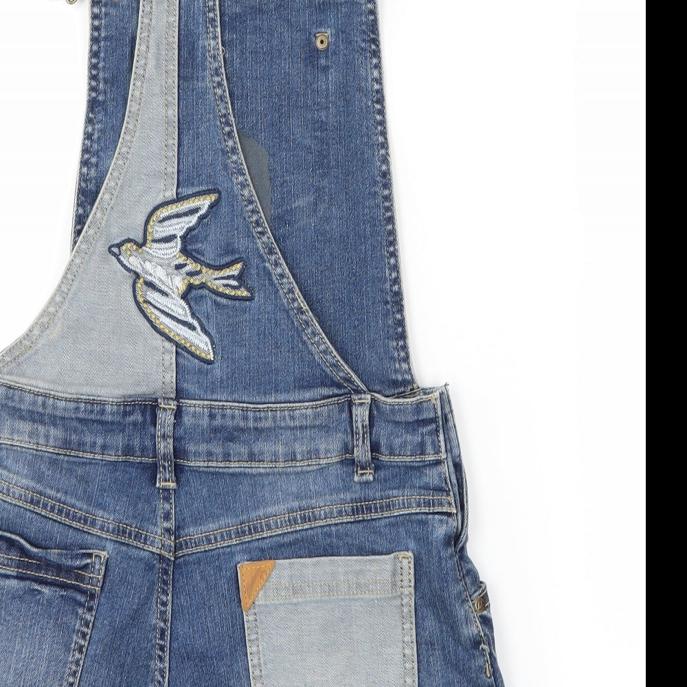 mantaray Girls Blue  Denim Dungaree Shorts Shorts Size 11 Years