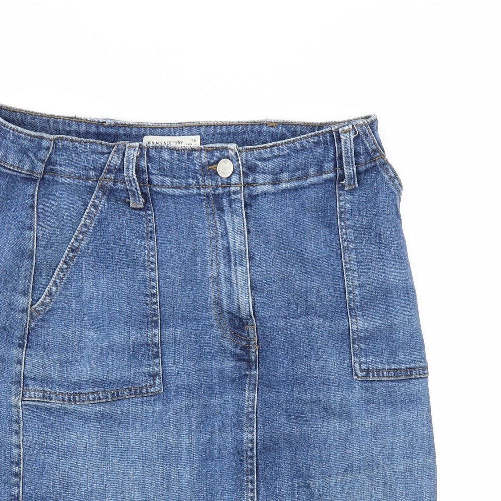 Marks and Spencer Womens Blue   A-Line Skirt Size 16