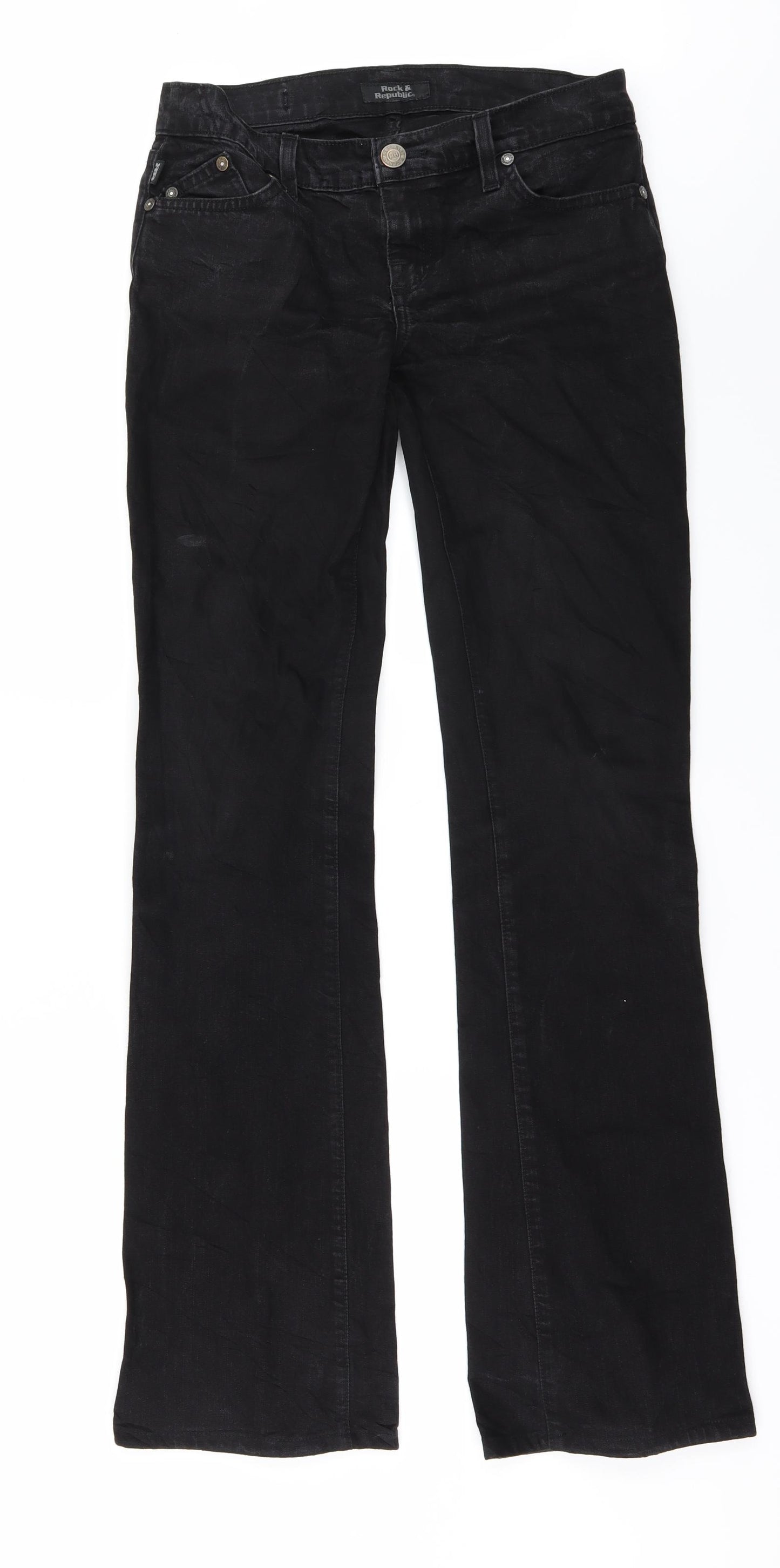 Rock & Republic Womens Black   Bootcut Jeans Size M L33 in