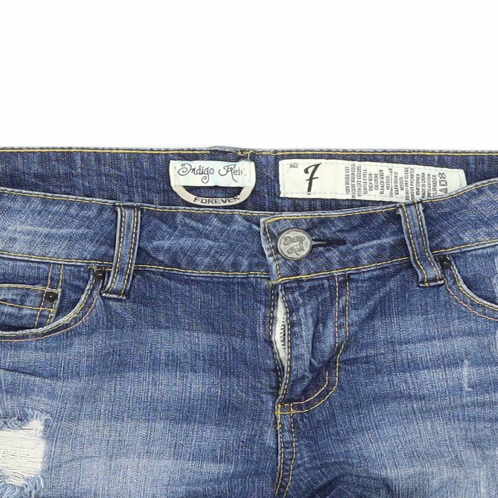 Indigo Rein Womens Blue  Denim Cut-Off Shorts Size S