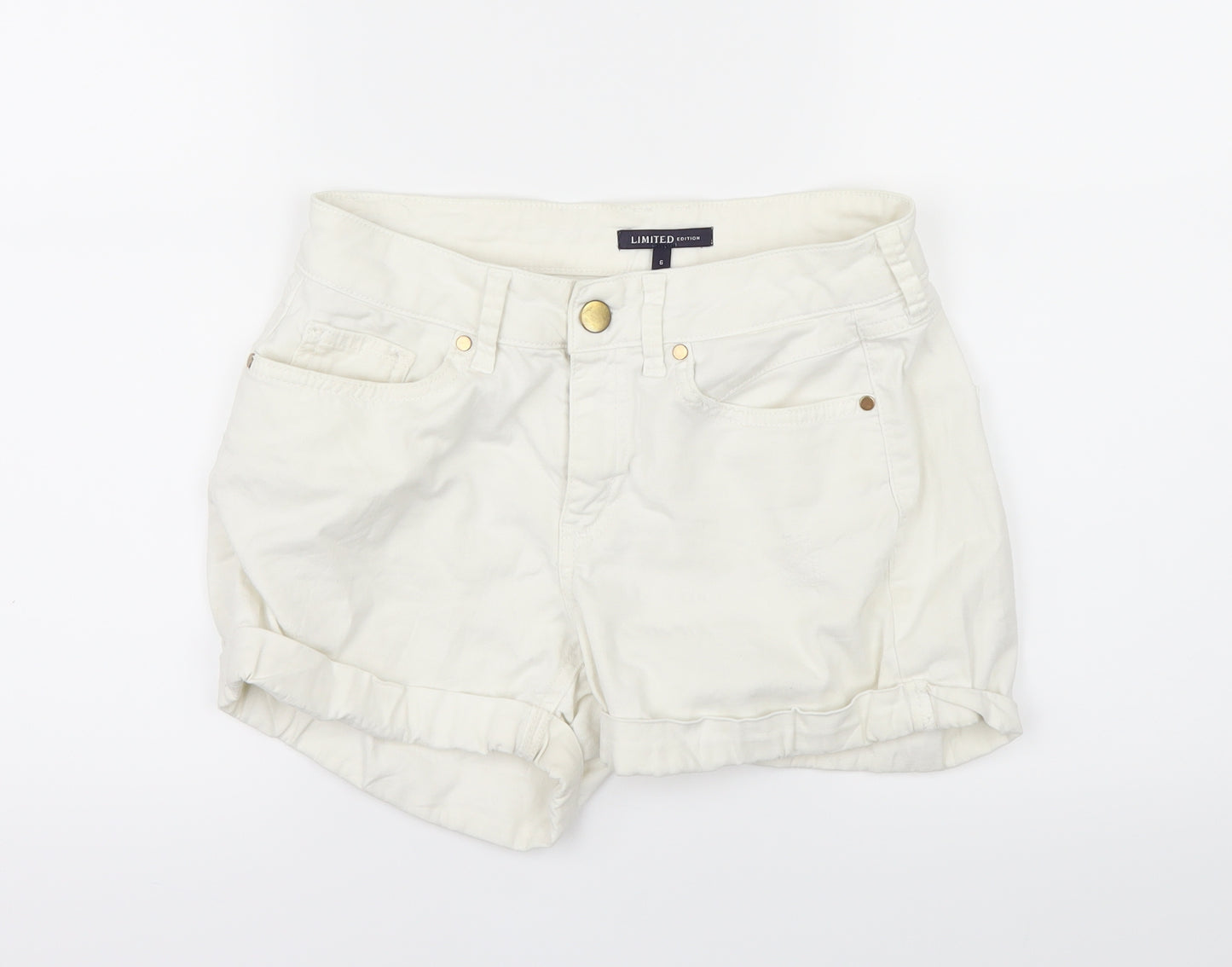 Limited Edition Womens White  Denim Cut-Off Shorts Size 6