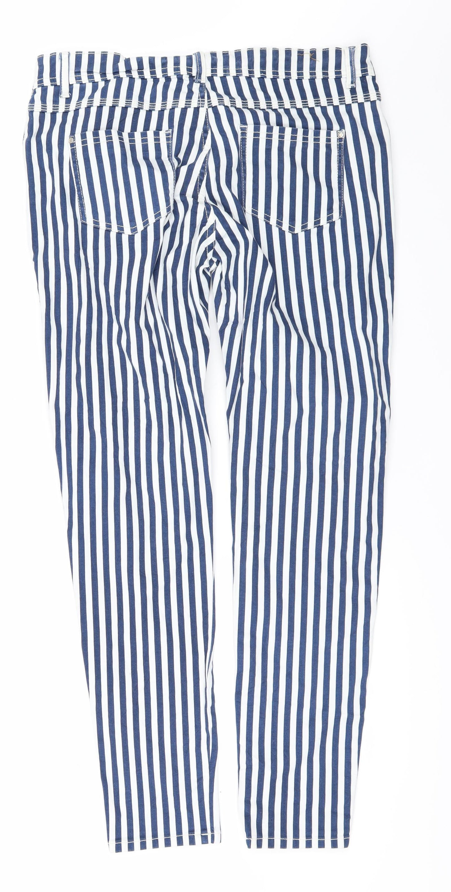 DenimCo Womens White Striped  Straight Jeans Size 14 L28 in