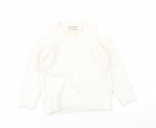 Marks and Spencer Girls White   Pullover Jumper Size 5 Years