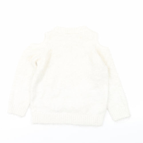 Marks and Spencer Girls White   Pullover Jumper Size 5 Years