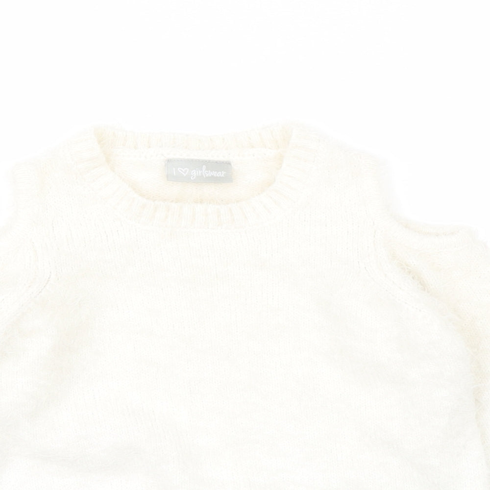 Marks and Spencer Girls White   Pullover Jumper Size 5 Years
