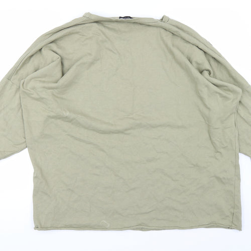 PRETTYLITTLETHING Womens Green   Basic T-Shirt Size 8  - ripped details