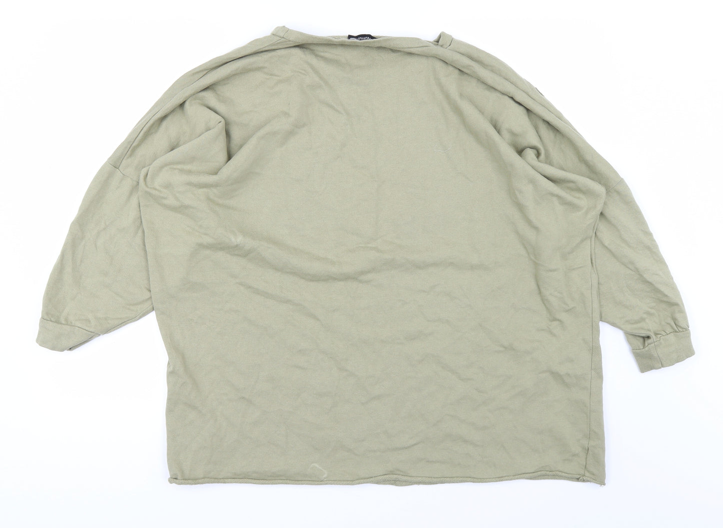 PRETTYLITTLETHING Womens Green   Basic T-Shirt Size 8  - ripped details