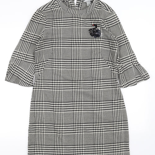 H&M Womens Black Gingham  Bodycon  Size 38
