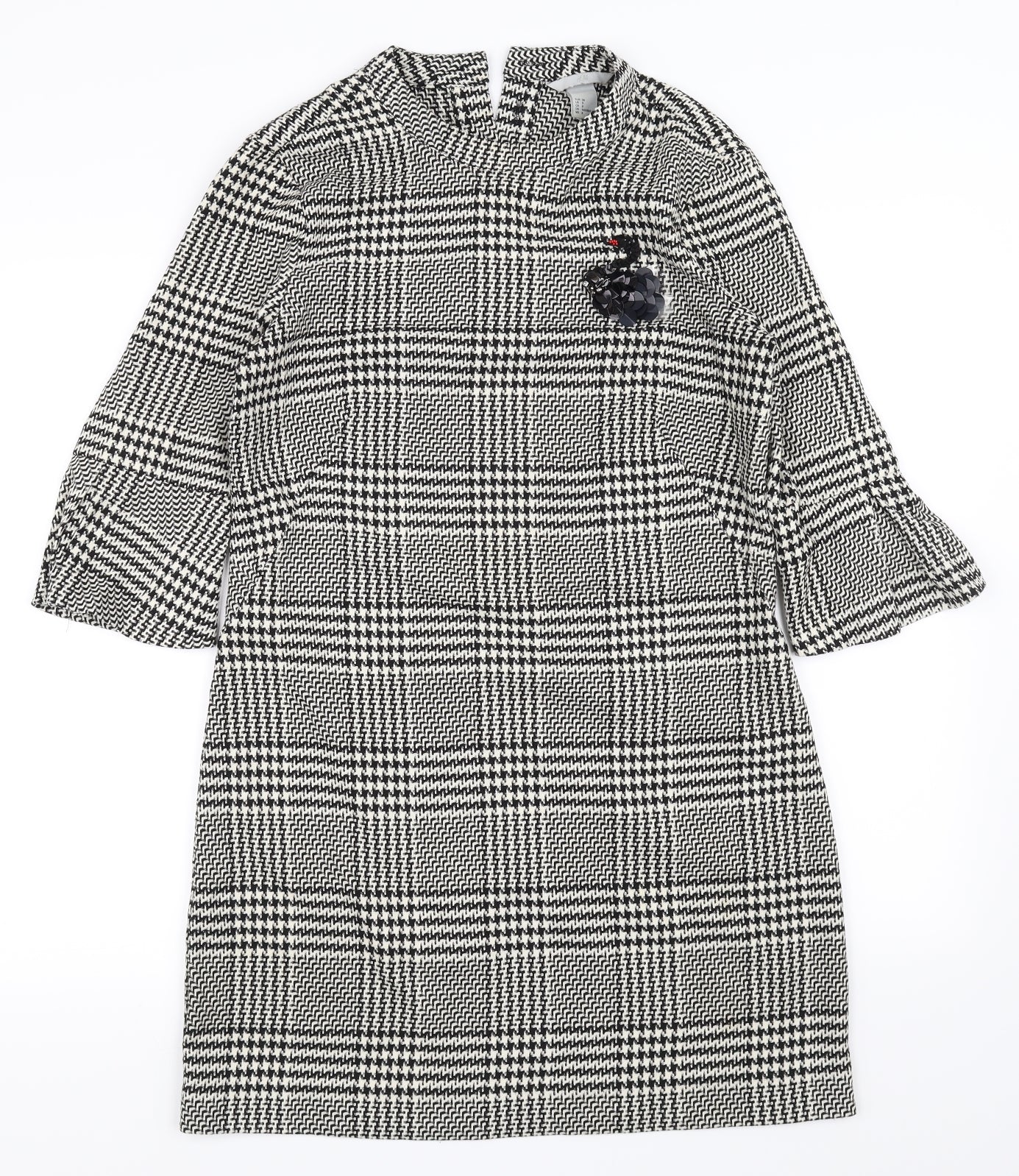 H&M Womens Black Gingham  Bodycon  Size 38