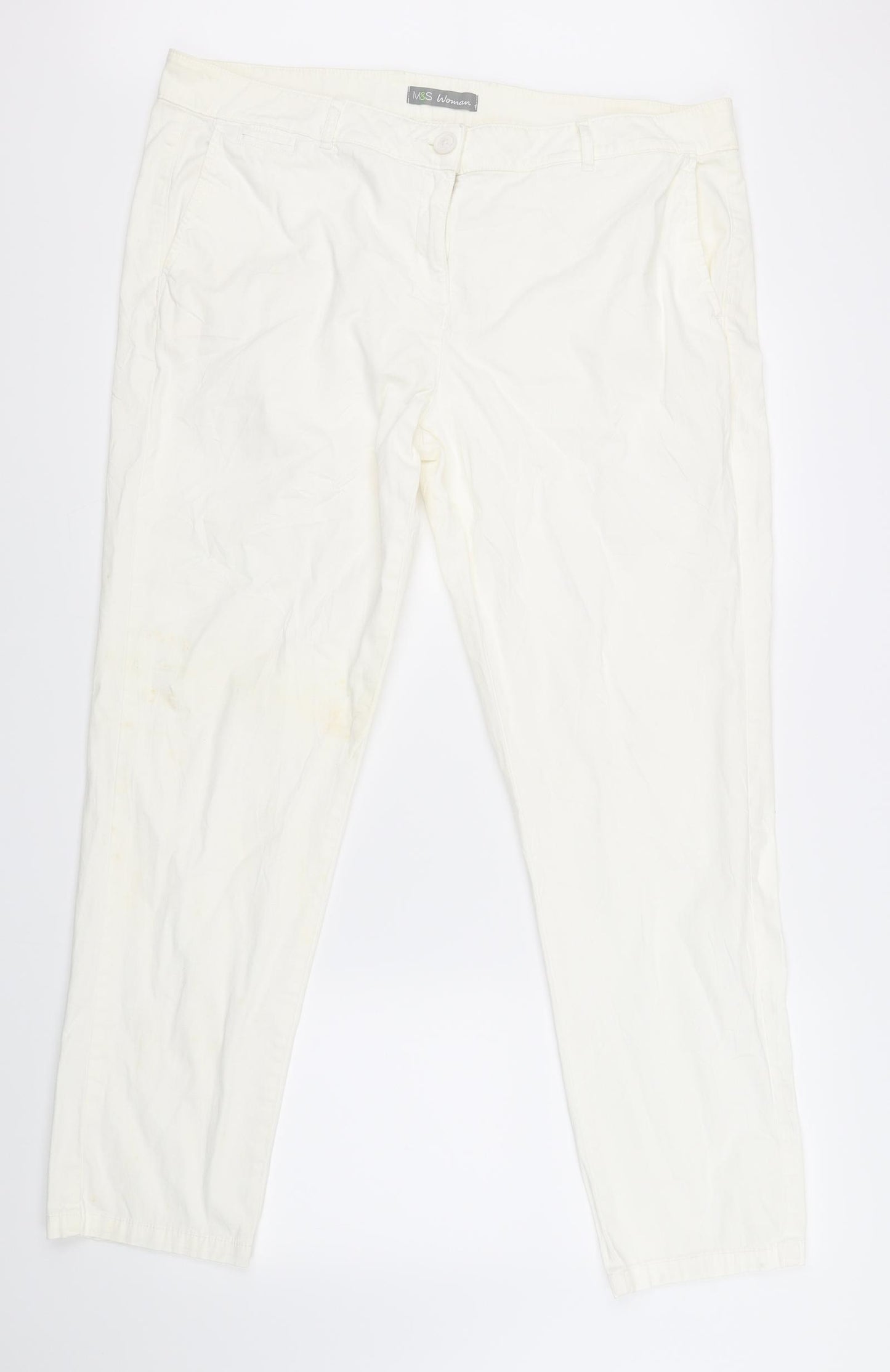 Marks and Spencer Womens Ivory   Cargo Trousers Size 18 L28 in