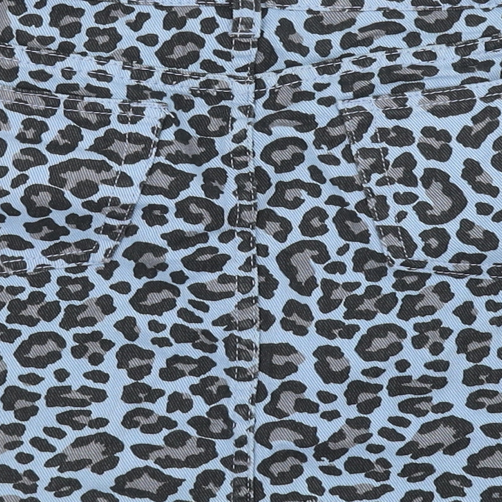 Boohoo Womens Blue Animal Print  Mini Skirt Size 8
