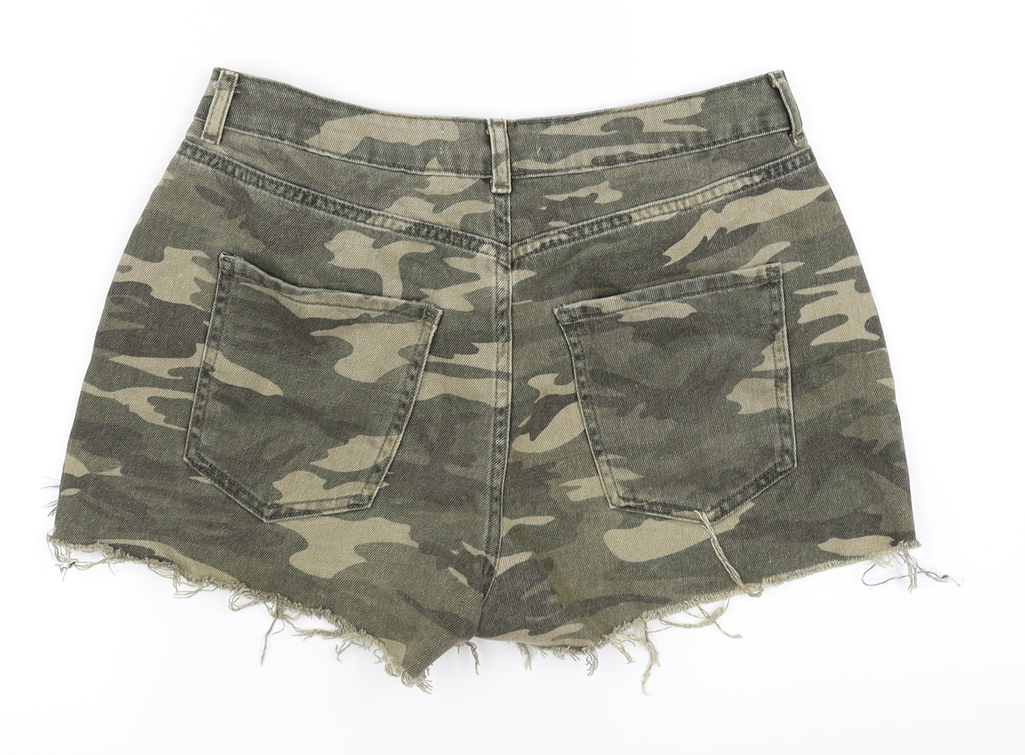 denim Co Womens Green Camouflage  Cut-Off Shorts Size 10