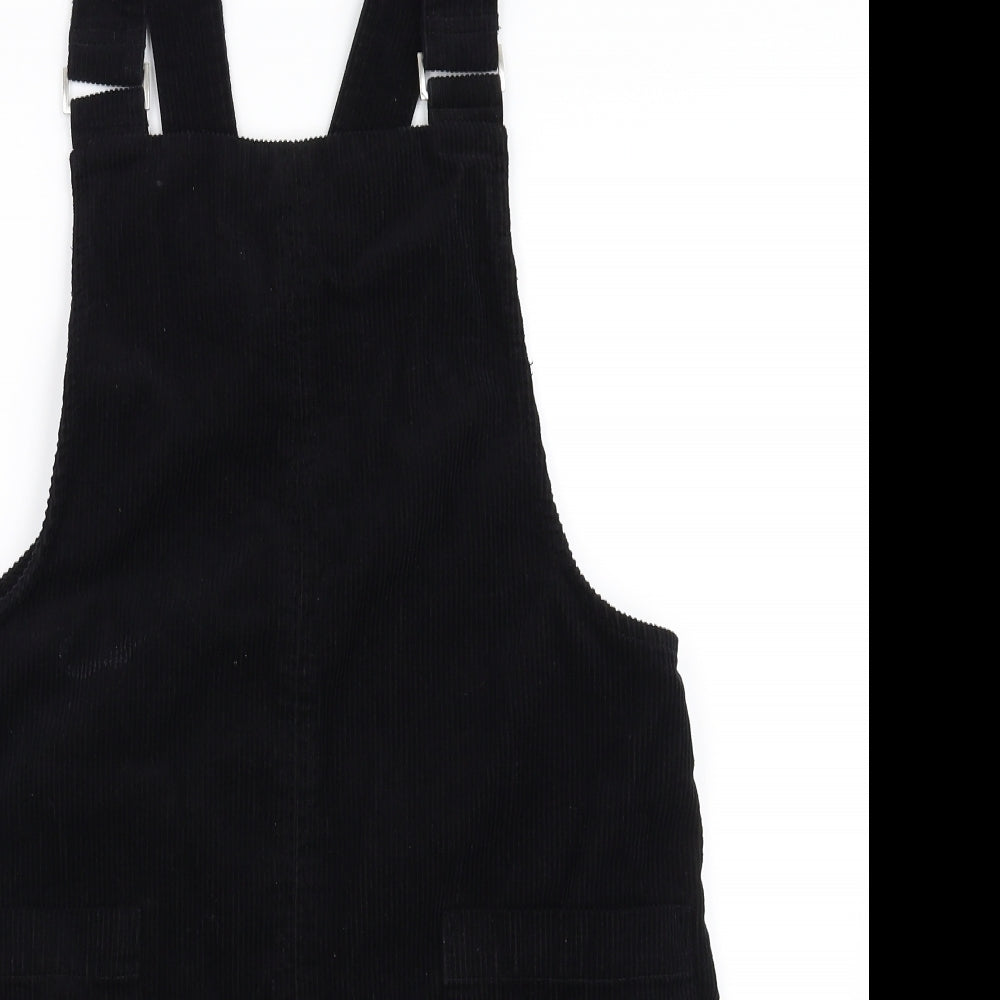 NEXT Womens Black  Corduroy Pinafore/Dungaree Dress  Size 14