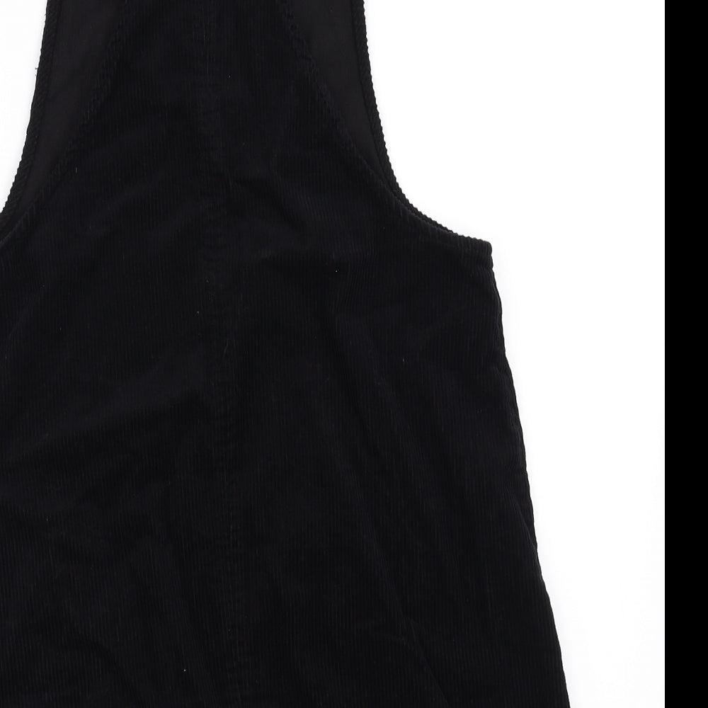 NEXT Womens Black  Corduroy Pinafore/Dungaree Dress  Size 14
