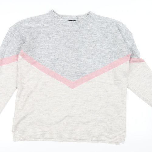 M&Co Womens White Striped  Pullover Jumper Size 8