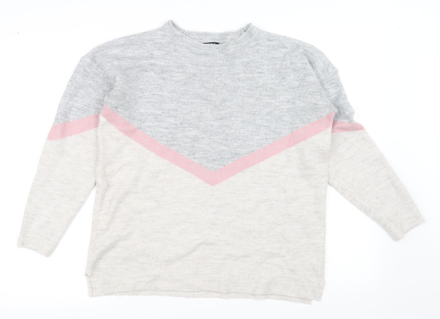 M&Co Womens White Striped  Pullover Jumper Size 8