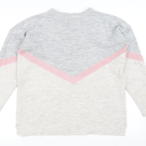 M&Co Womens White Striped  Pullover Jumper Size 8