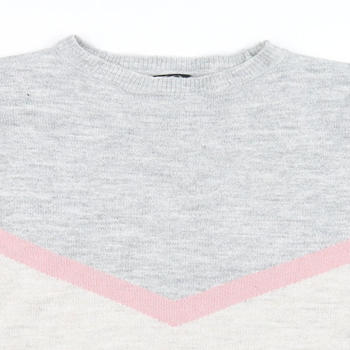 M&Co Womens White Striped  Pullover Jumper Size 8