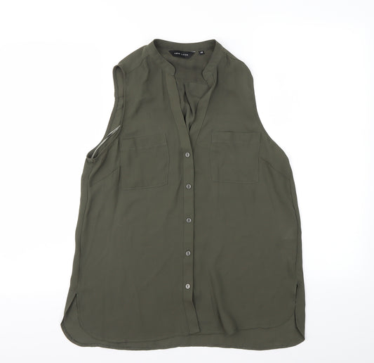 Front view of New Look women’s gold basic button-up, size UK 10