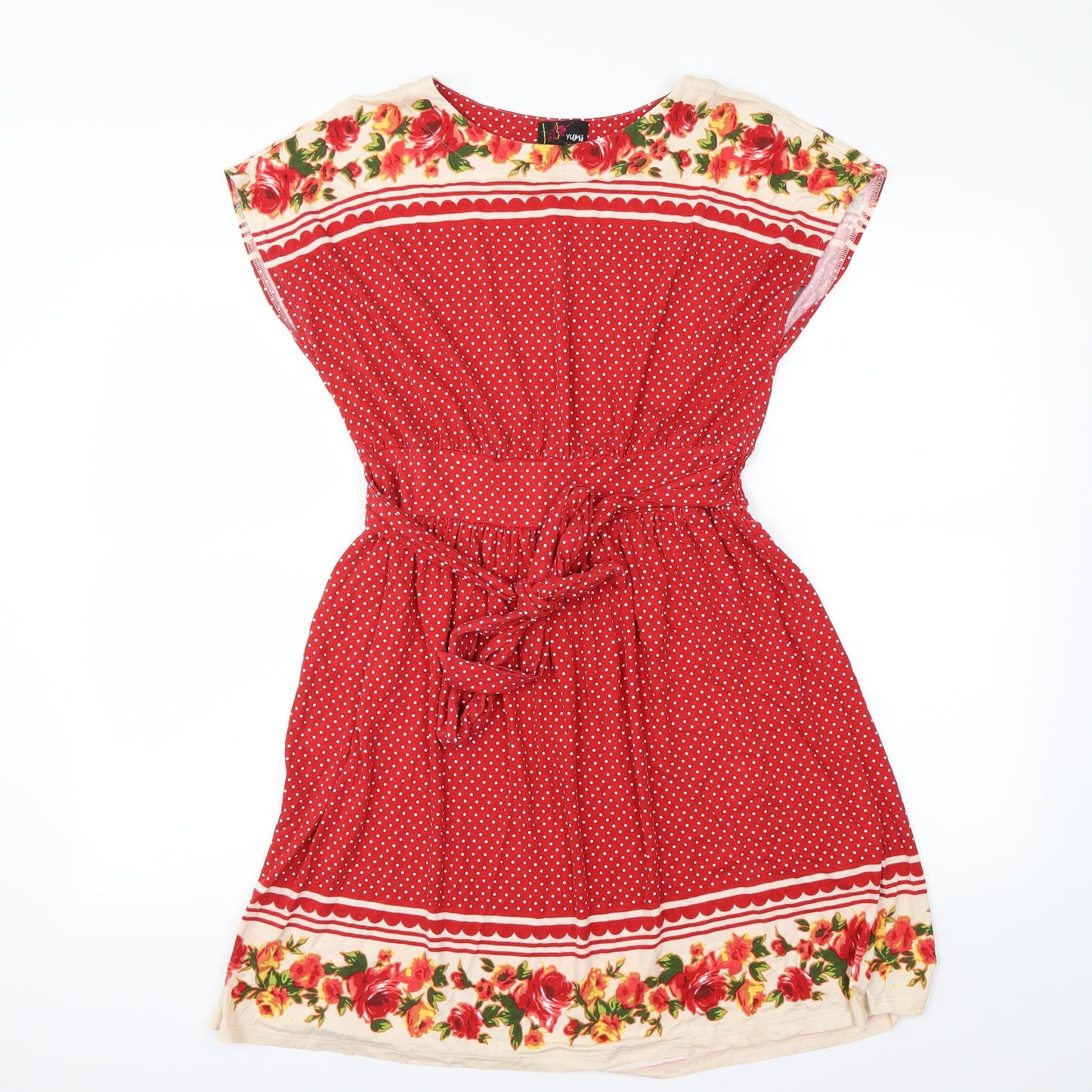 Yumi Womens Red Polka Dot  Shift  Size 8