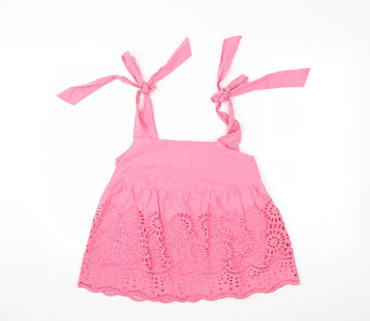 Front view of Limited Collection women’s pink basic tank, size UK 6