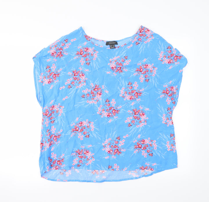 Primark Womens Blue Floral Basic Blouse Size 14