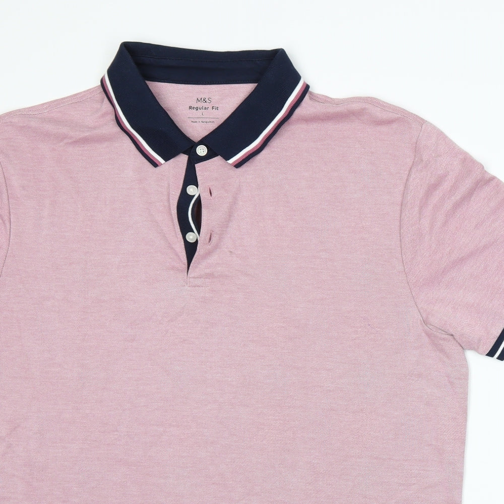 Marks and Spencer Mens Pink    Polo Size L
