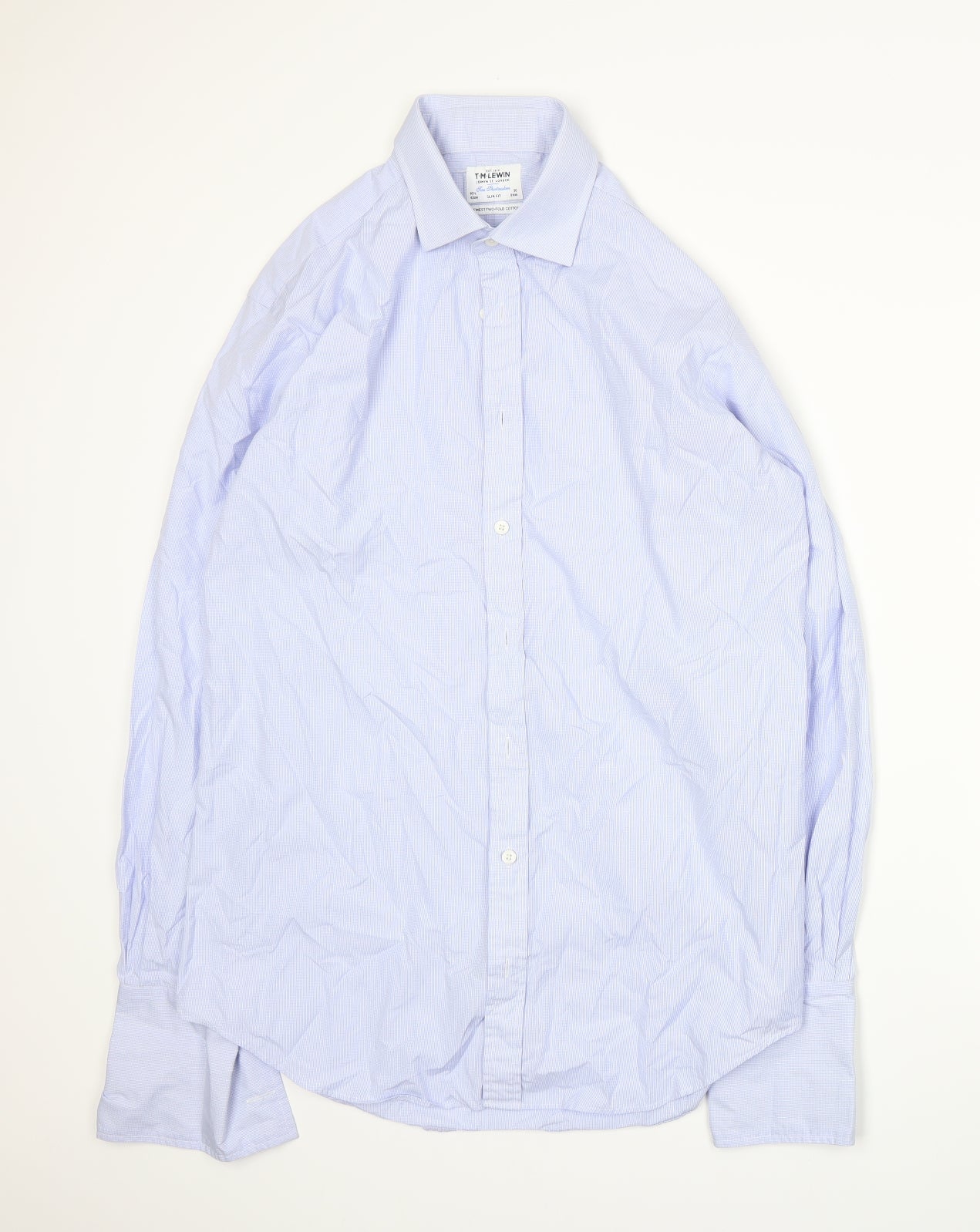 T.M.Lewin Mens Blue    Dress Shirt Size 16.5