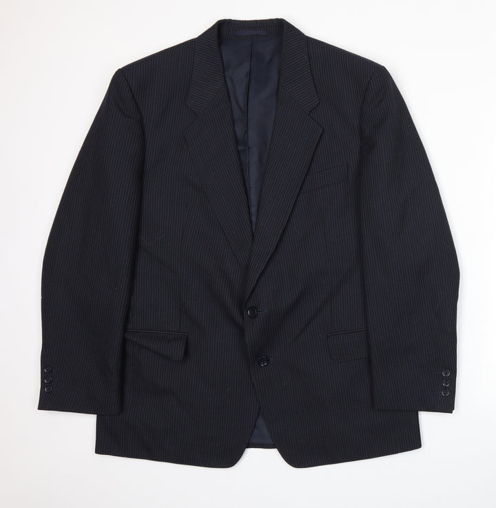 Club Member Mens Blue Striped Jacket Suit Jacket Size XL
