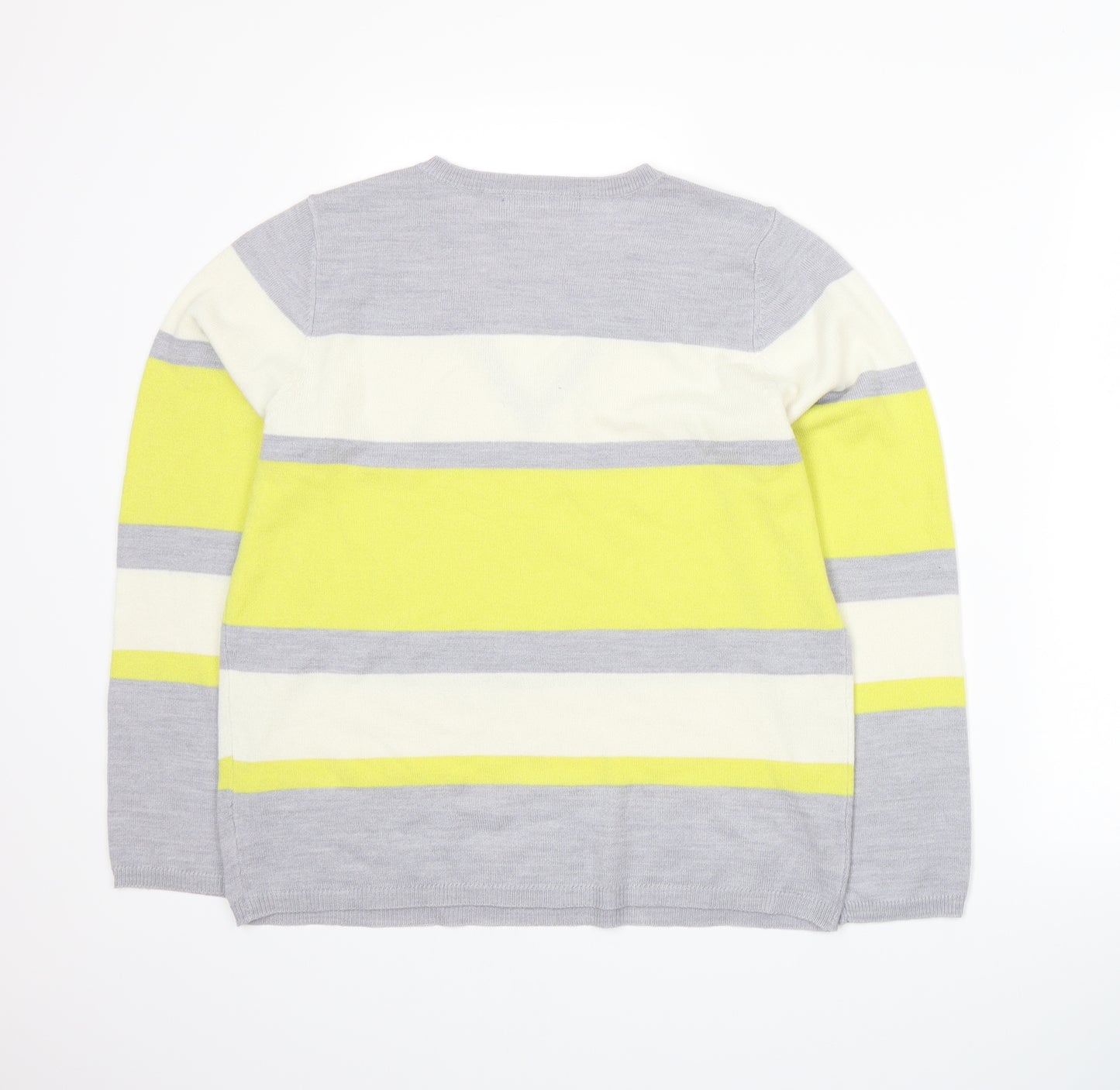 Marks and Spencer Womens Yellow Striped Knit Pullover Jumper Size 14