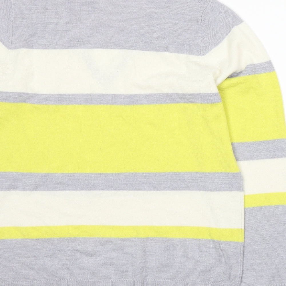 Marks and Spencer Womens Yellow Striped Knit Pullover Jumper Size 14
